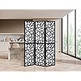Liveasy Furniture 3 Panels Room Divider Privacy Screen Shoji Divider 6ft High Japanese Style Privicy Room Divider (Geometric Black, 3 Panels)