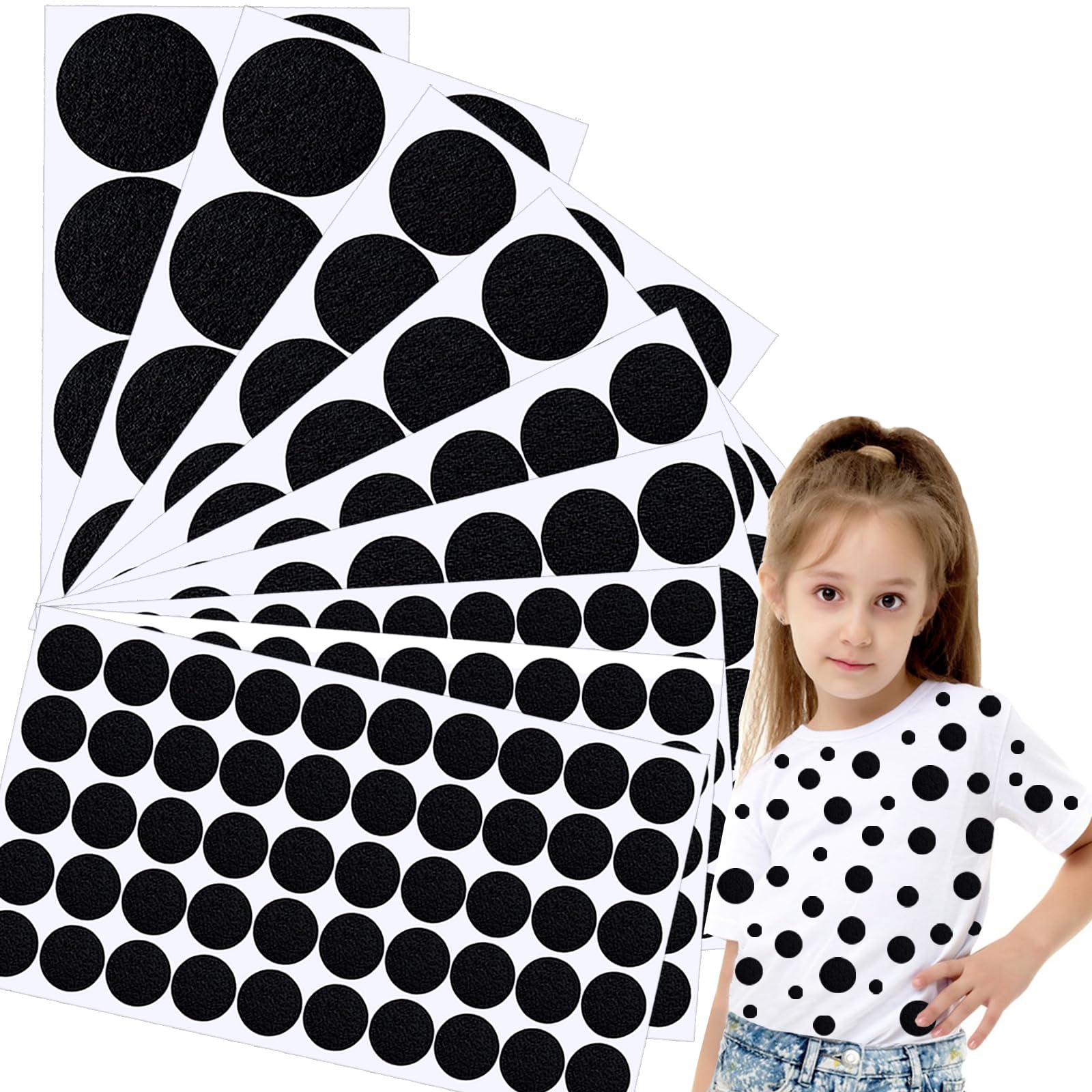 Photo 1 of 252 Pieces Black Adhesive Felt Dots Circles Dalmation Felt Stickers for Halloween DIY Sewing Projects Costume Craft Die Cut Holiday Decoration 1.97 Inches/ 1.57 Inches/ 1.18 Inches/ 0.78 Inches