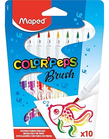 Maped Color' Peps Brush - Pack de 10 rotuladores, punta pincel