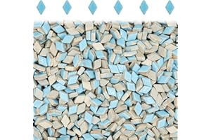 SMANTA Light Blue 120 Pieces Diamond Ceramic Tiles for Crafts, Mosaics Tile Bulk Small Rhombus Ceramic Tiles for DIY Picture Frames Handmade Stepping Stones Coasters Crafts Decoration