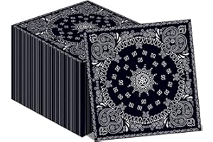 JAJAJUEGOS 40Pcs Black Bandana Paper Napkins Western Cowboy Lunch Dinner Tableware Disposable Dessert Napkin Set for Rodeo Wild West Birthday Baby Shower Party Supplies Decoration,6.5 x 6.5 inch