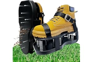 Bresdim Lawn Aerator Shoes for Grass, Upgraded Aerating Shoe Double-Layer Spring Automatic No-Installation Heavy Duty Spiked Aerating Sandals, DIY Yard Aeration Tools for Grass Health (Size 6-13)