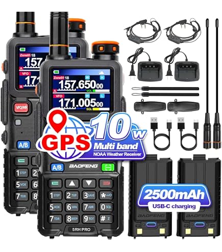 Baofeng UV-17 Pro Senza GPS – Walkie Talkie Tri-banda, 999 Canali, 16 Km Di Portata, IP55, Torcia LED, Caricabatterie USB-C E Antenna 771