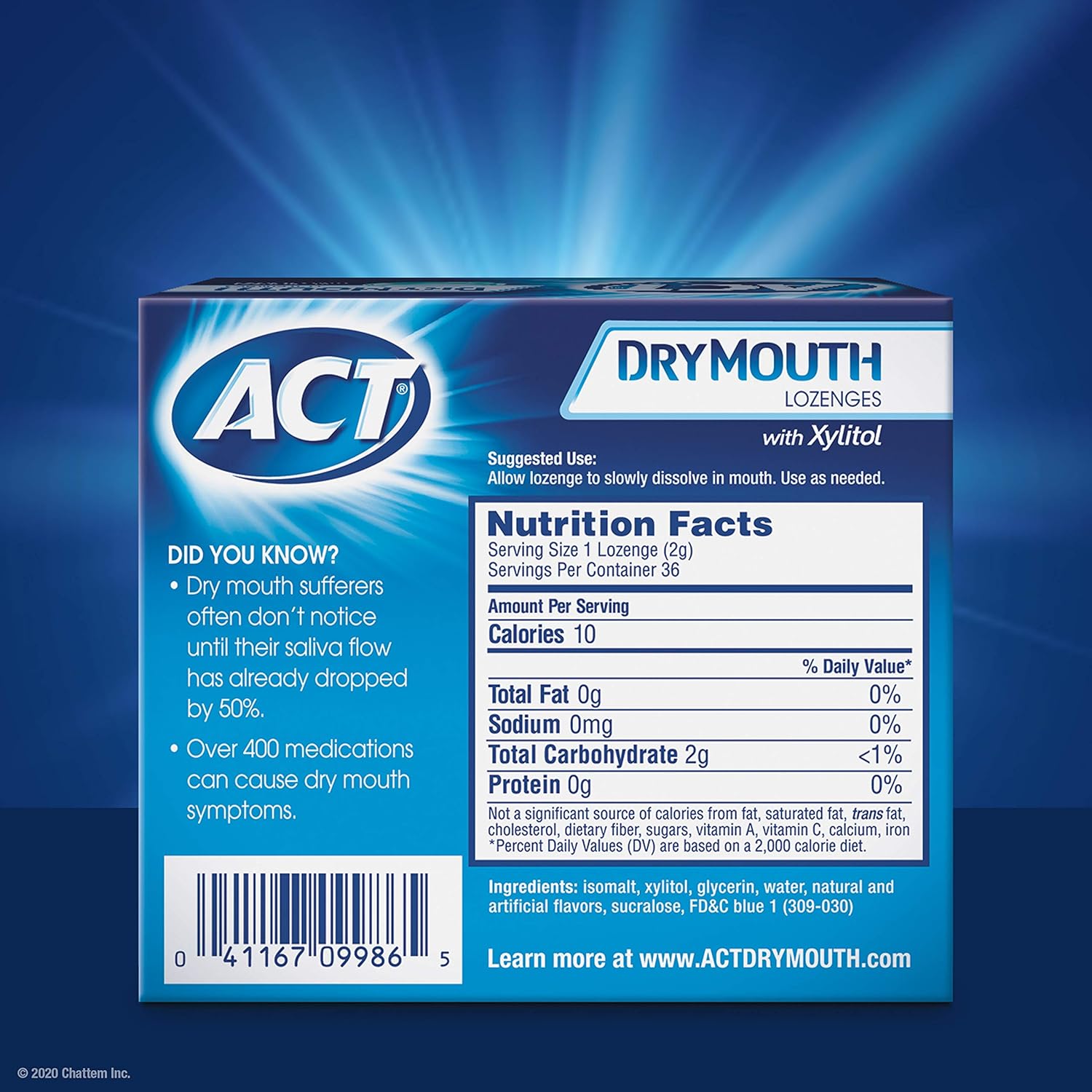 ACT Dry Mouth Lozenges With Xylitol, Soothing Mint, 36 Count: Health & Personal Care