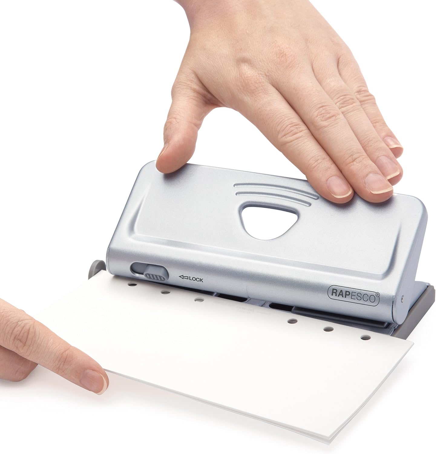 Rapesco 1344 Adjustable 6-Hole Organiser/Diary Punch, 10 Sheet Capacity, Silver - Image 3