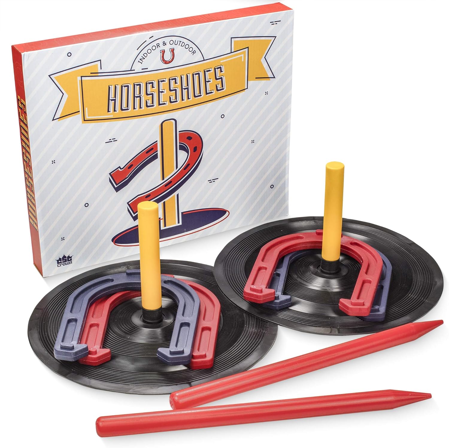 Crown Sporting Goods Deluxe Indoor and Outdoor Horseshoe Game Set : Sports & Outdoors