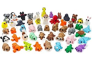 NEXT STOP M 50 pcs Animal Figurines, 3D Printed Animal Figurines Set, Articulated, Party Favors, Pocket Fidget Toys Bulk, Goodie Bag Stuffers, Gifts for Boys Girls Toddlers, Office Desk Pets, Classroom rewards
