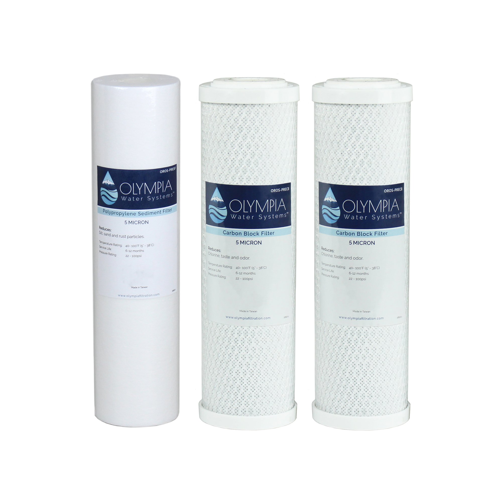 Olympia Water Systems 5 Micron Replacement Filter Kit Stages 1, 2 3