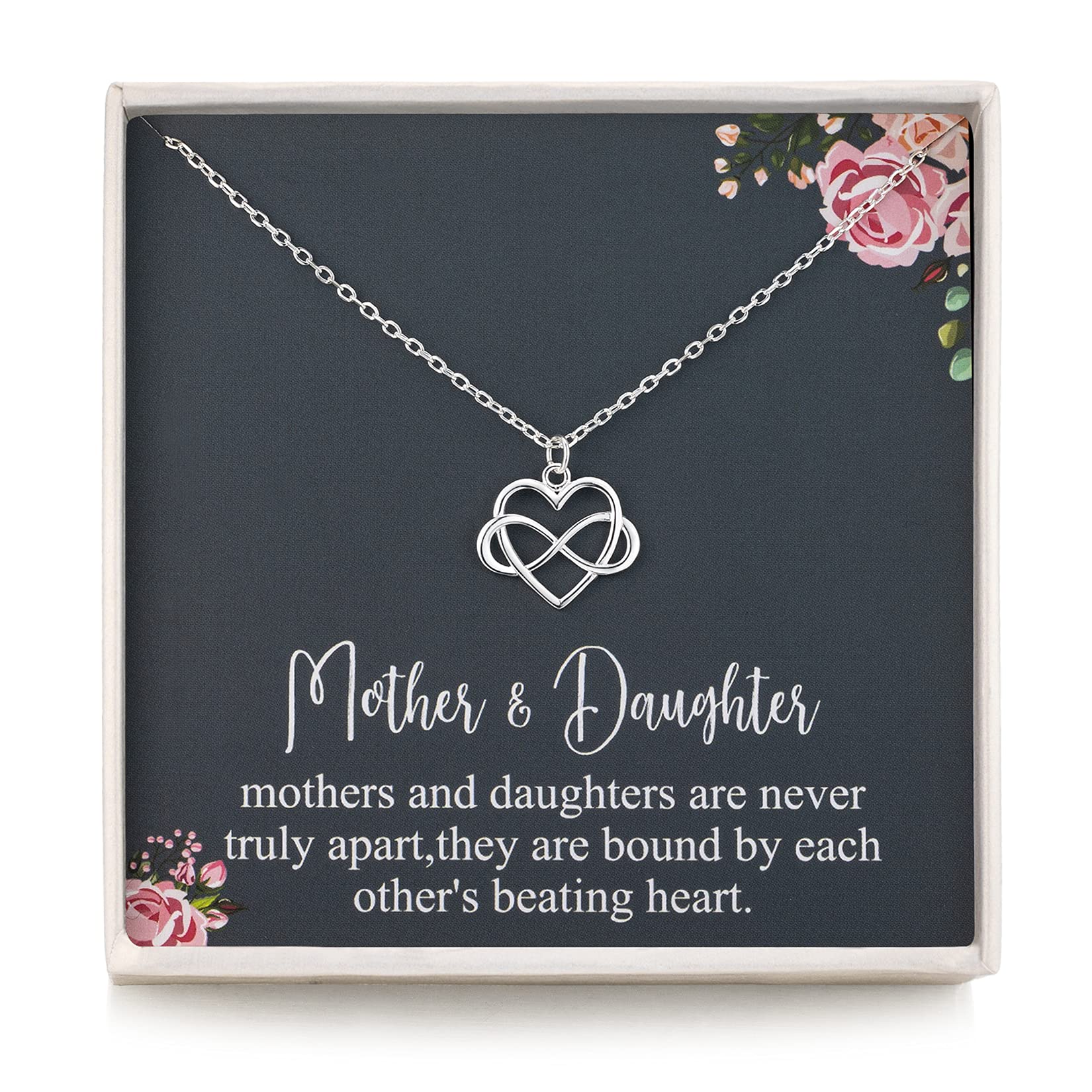 RareLove Gifts for Mum,925 Sterling Silver Tiny Infinity Heart Necklaces for Mother & Daughter,Mum Necklace Jewellery from Daughter,Mom Gifts for Mothers Day,Best Birthday Gift Ideas