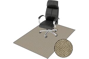 WEESIRE Linen Office Chair Mat for Hardwood Floor, 48"x60" Anti-Slip Under Desk Rug Floor Protector for Rolling Chair, Computer, Beige & Grey