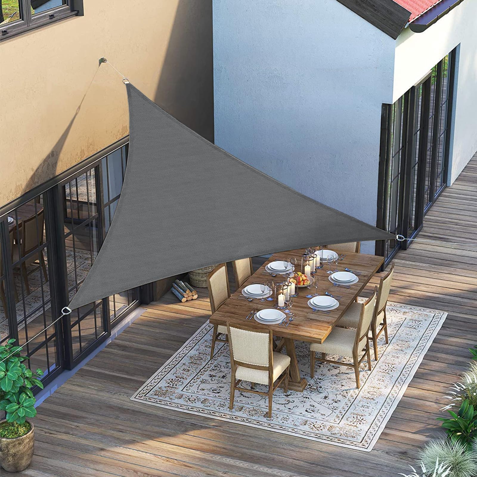 SUNNY GUARD Sun Shade Sail Triangle 3x3x3m HDPE Breathable UV Block for Garden Outdoor Patio - Anthracite