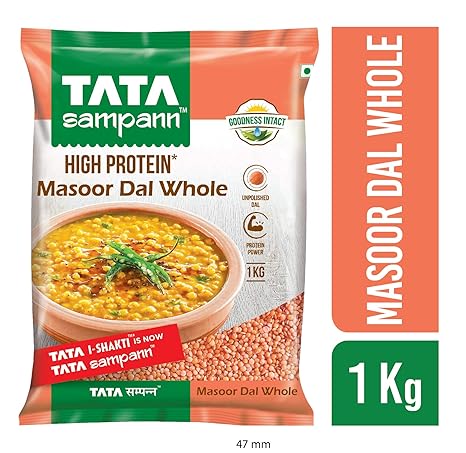 Tata Sampann Masoor Dal, Whole, 1kg