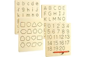 HZSSHB Learn to Write - Number & Letter Tracing Boards for Kids Ages 3-8 Wooden Alphabet Learning Montessori 3 Year Old Toddler Writing Tools Beginners - Homeschool Preschool Classroom Must Haves