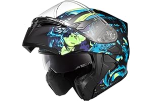 KYPARA Motorcycle Dual Visor Flip up Modular Full Face Helmet with DOT Certification of Impressionism