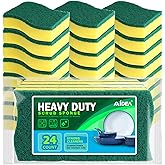 AIDEA Heavy Duty Scrub Sponge-24Count, Cleaning Scrub Sponge, Stink-Free Sponge, Effortless Cleaning Eco Scrub Pads for Dishe