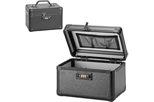 Vilcjson Combination Lock Box - 10.2x6.7x6.9 Inch - Security Lock Boxes for Medicine, Locking Storage Box for Personal Items, Passports and Documents, Lockable Lockbox for Office Business, Black