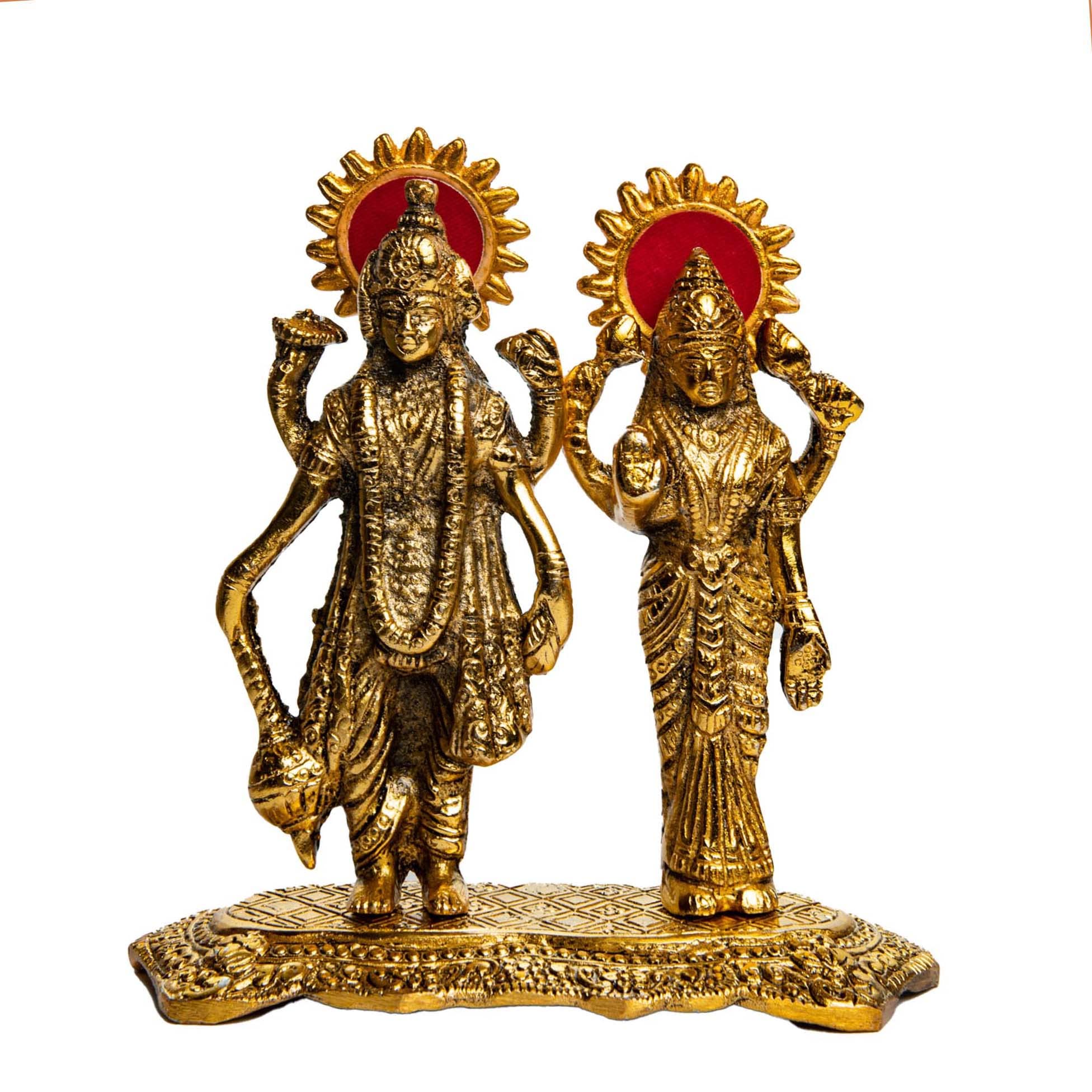 Wonder Care | Lakshmi Narayan Statue Sculpted in Great Detail in Ivory Antique Finish - Laxmi Vishnu Statue for Home Decor | Mandir | Gift | Vishnu Murt Laxmi Narayan Brass Idols