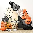 Halloween Balloon Arch Garland Kit - Blue & Orange Decor With BOO Bats Pumpkin Foil Balloons