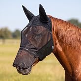IKILEOGY Horse Fly Mask with Ears &amp; Detachable Nose Cover, Large | Breathable horse fly mask with quick-dry mesh, structured 3D eye space, dual wide straps and cushioned cheek panels