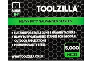 TOOLZILLA Heavy Duty Staples for Staple Gun - Pack of 5,000 Toolzilla Galvanized 6mm Staples (Narrow Crown). Perfect for Cable Staple Gun & Other usages.