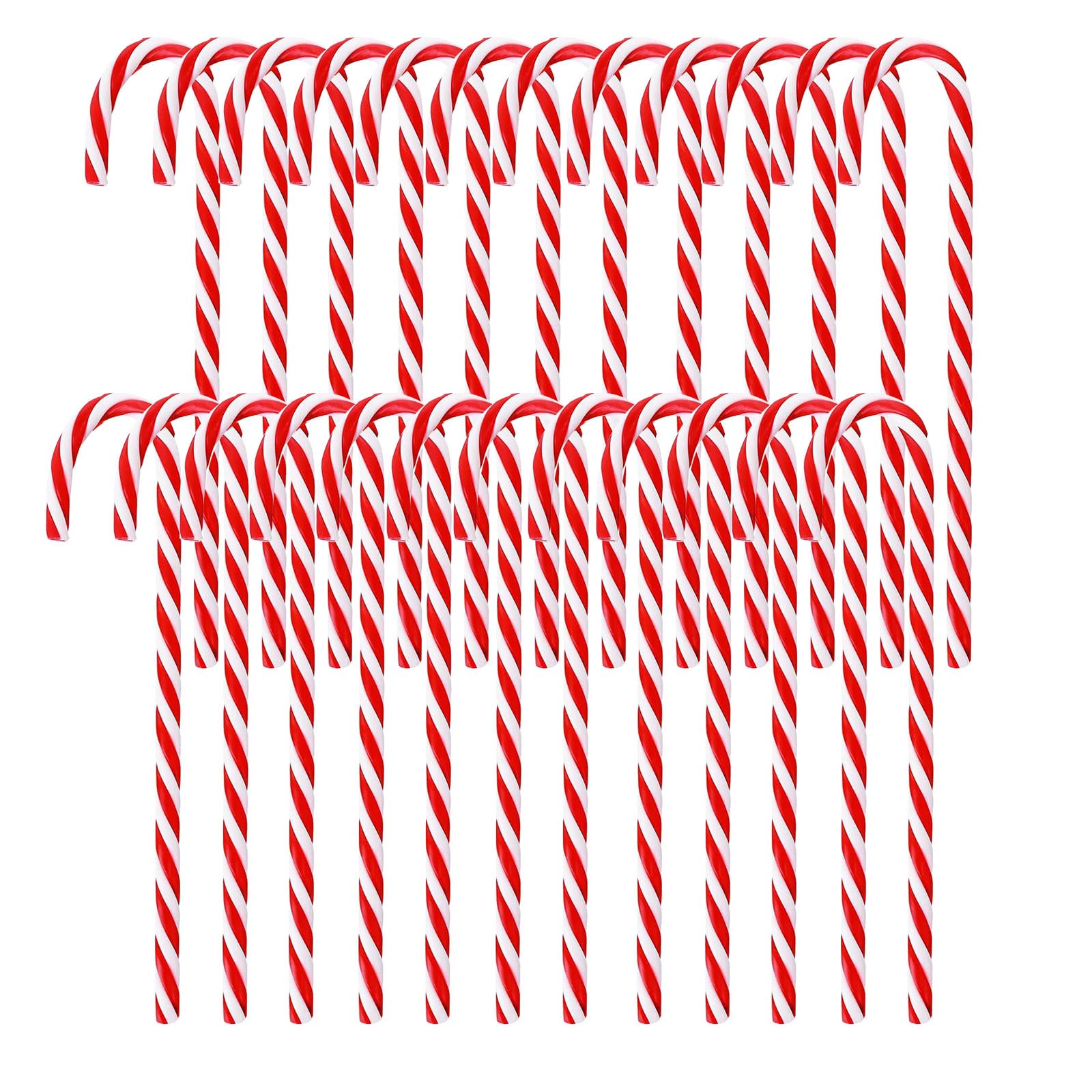 Candy Cane Christmas Decorations - 24Pcs Plastic Candy Canes, 5.9 inch Christmas Tree Hanging Ornaments, Twisted Crutch Candy Canes for Xmas Home Indoor Outdoor Party Decoration