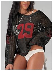 BEAUDRM Women's Number Letter Graphic Sweater