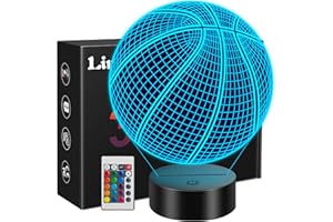 Linkax Easter Basket Stuffers for Teens Boys, Basketball Gifts for Boys Girls, Easter Gifts for Kids, Light Up Basketball 3D Illusion Night Light, 8 9 10 11 12 Year Old Birthday Presents Room Decor