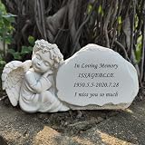 Personalized Memorial Garden Stones with Angel Statue - Custom Engraved view 4