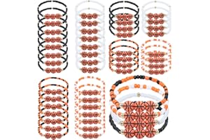 yesaior 48pcs Sports Charm Bracelets, Soccer Basketball Softball Player Gifts Beaded Ball Adjustable Bracelets Jewelry Sports Gifts Supplies for Teen Adults