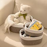 La Jolie Muse Rope Storage Baskets Set of 3 White Brown Cotton view 4