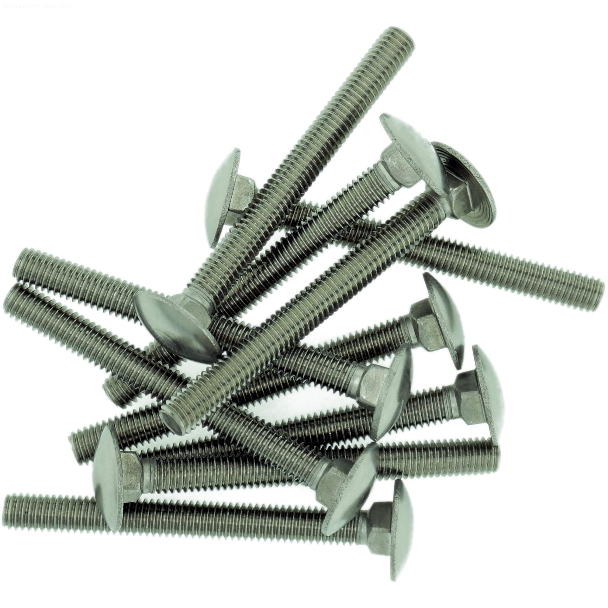 M10 (10mm x 70mm) Cup Square Carriage Bolt (Fully Threaded) - Stainless Steel (A2) (Pack of 10)