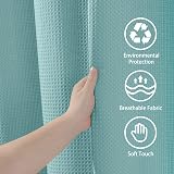 Shower Curtain 182x182cm Turquoise with Metal Hooks, Waffle Fabric view 7