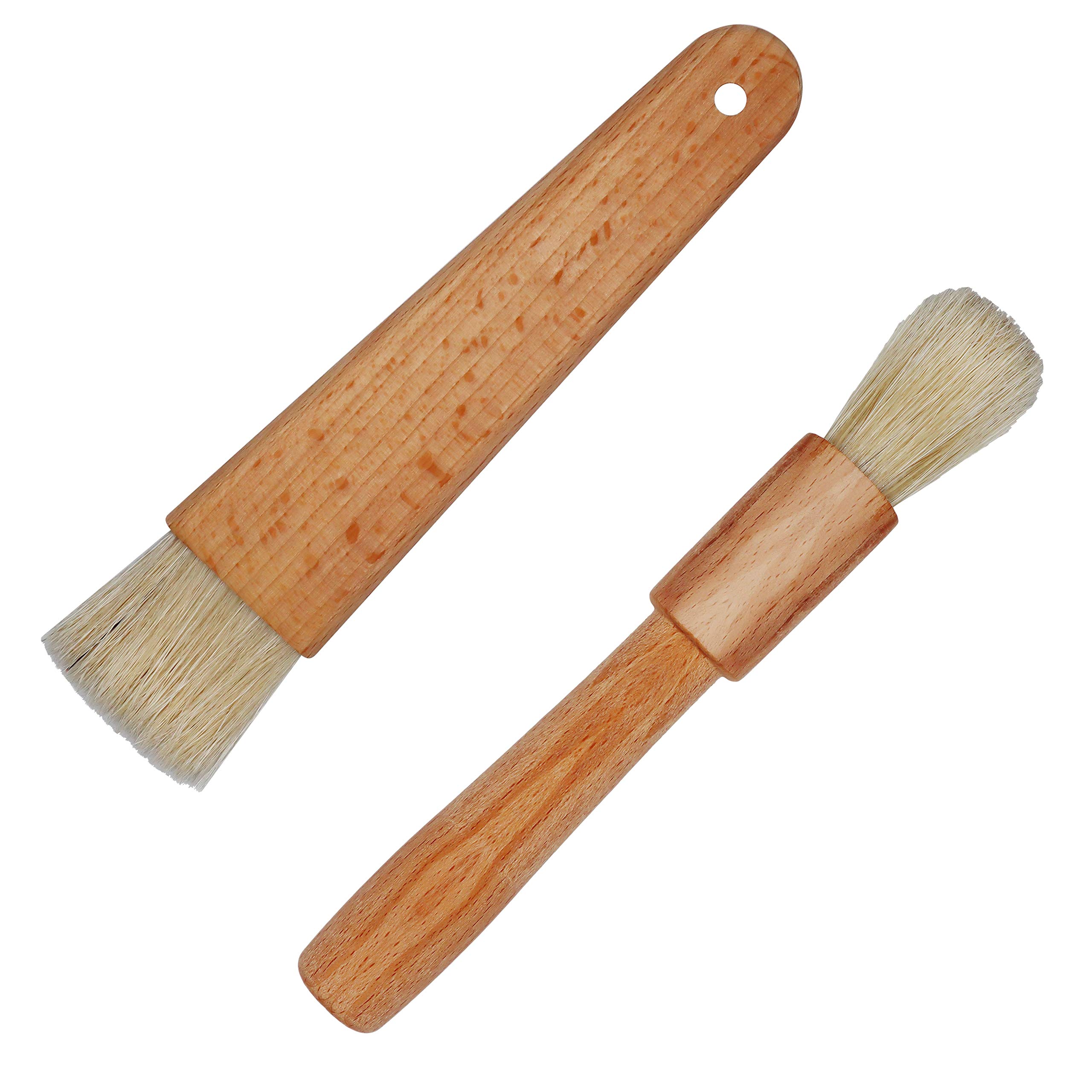 Photo 1 of Exceliy 2 Sets Pastry Brushes with Wooden Handle Natural Bristles for Basting Spreading Butter Oil in Barbecue Baking Kitchen Cooking
