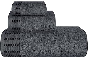 MALLONI HOME Ultra Soft 3 Pack Cotton Towel Set, Contains a Bath Towels 28x55 inch, a Hand Towels 16x24 inch & a Wash Coths 12x12 inch, Ideal Everyday use, Compact & Lightweight - Charcoal Grey