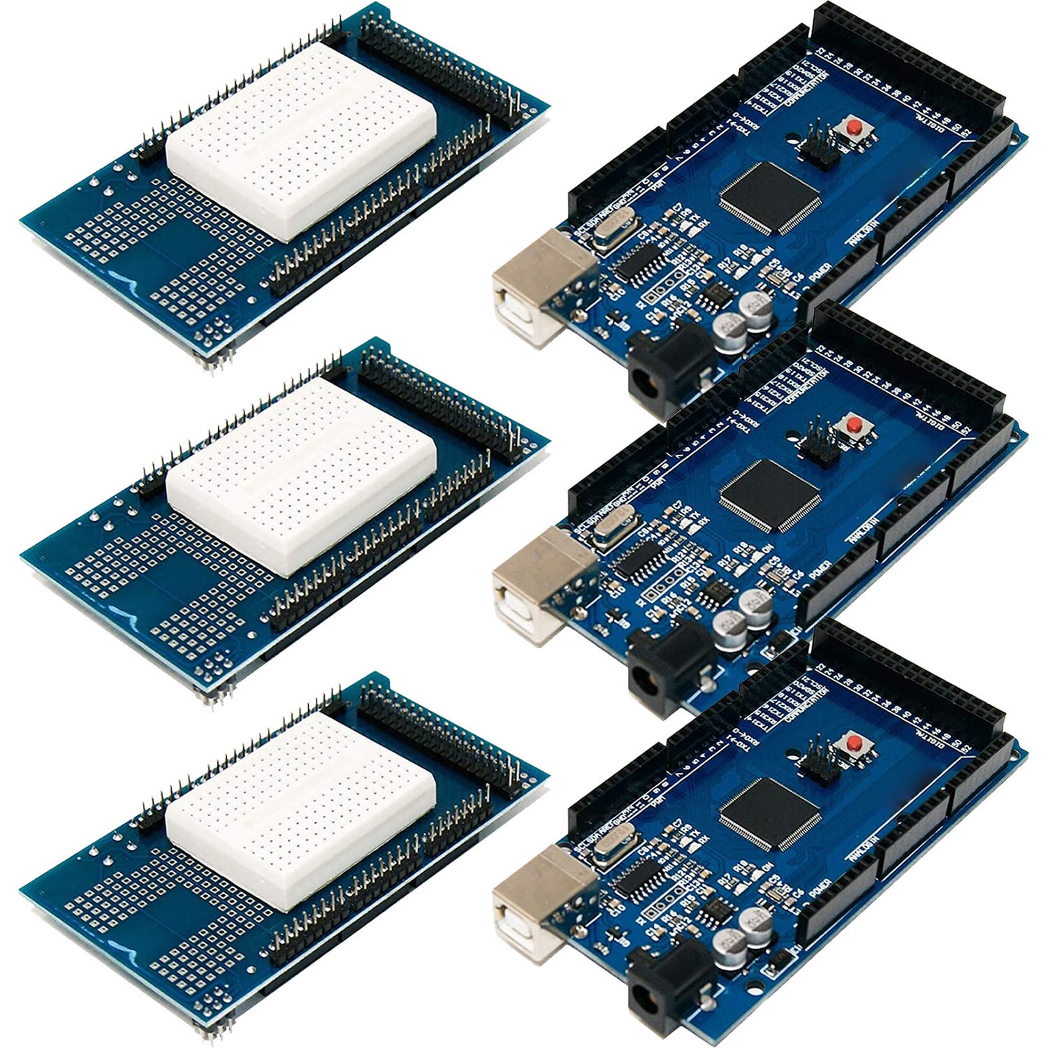 AZDelivery 3 x AZ-MEGA2560-Board Bundle with Prototype Shield including eBook