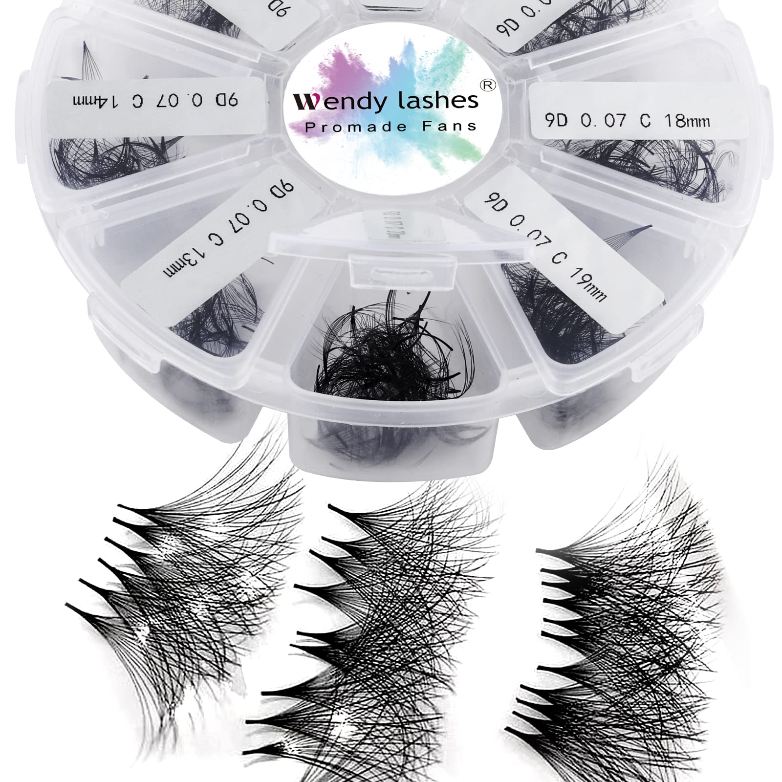 Premade Volume Eyelash Extensions 9D 0.07mm D Curl Mixed 13-20mm 500 Fans Premade Fans Eyelash Extension Handmade Promade Fans Loose Volume Lashes Extensions(500-9D-0.07-D-1320)
