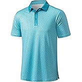 MAGCOMSEN Mens Golf Shirt Short Sleeve Dry Fit Moisture Wicking Golf Polos Casual Performance Print Collared Shirt Men