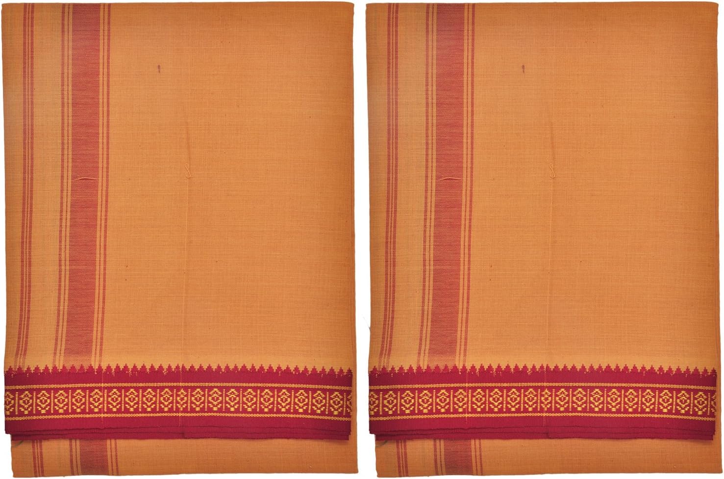Stylesindia Pure Cotton Dhoti Lungi Sarong 1.8 Mts (Pack of 2 Orange)