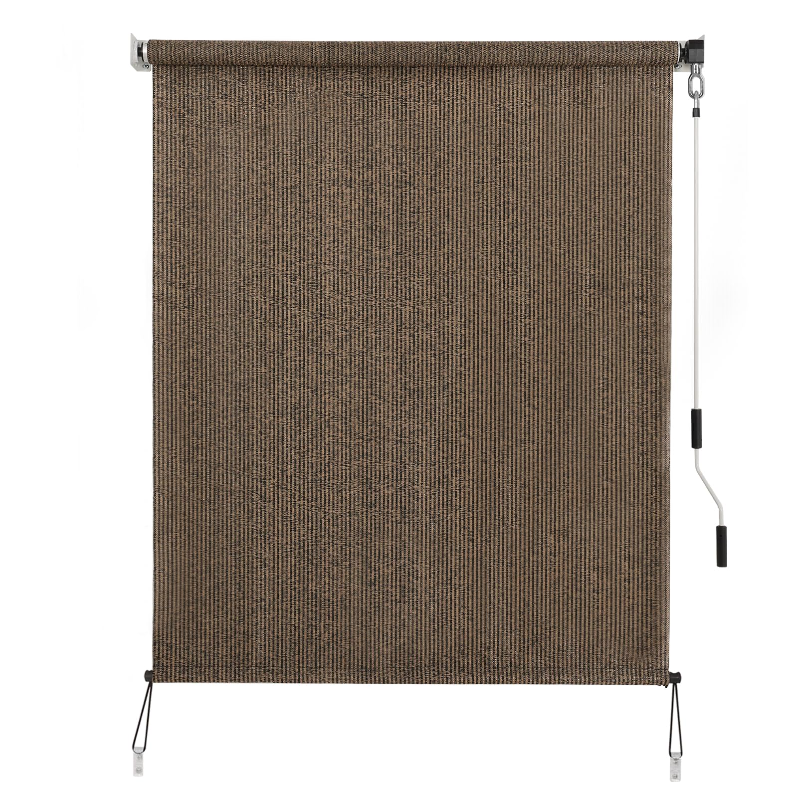 SEEYE Outdoor Sunshade Roller Shades 48" W x 96" H, Cordless Roll Up Shade Blinds Privacy Screen with 90% UV Protection, Exterior Patio Shade Cloth for Porch Pergola Balcony Windows, Mocha
