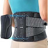 Rakiie Back Brace for Lower Back Pain Relief, Lightweight Back Support Brace for Men Women, Breathable Lumbar Support Pad, for Herniated Disc, Sciatica Scoliosis, Gray Size M