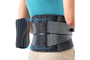 Rakiie Back Brace for Lower Back Pain Relief, Lightweight Back Support Brace for Men Women, Breathable Lumbar Support Pad, for Herniated Disc, Sciatica Scoliosis, Gray Size M