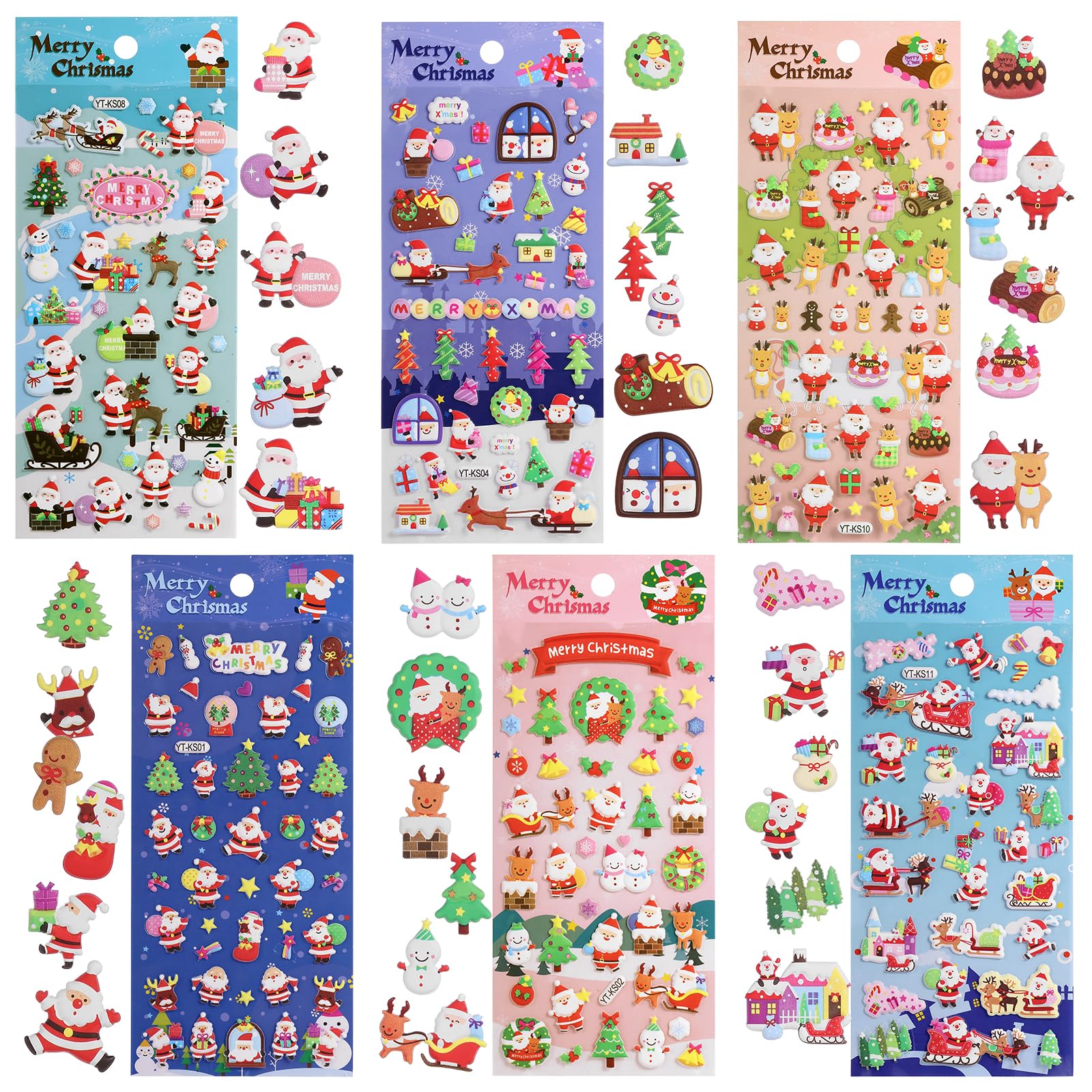 NALER Christmas Decoration Seal, Reward Sticker, Notebook Sticker, For Kids, 3D Dimensional, Christmas Gift, Decoration, PVC Set of 6