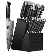 SHAN ZU 16PCS Kitchen Knife Set with Block, Chef Knife Block Set in Powder Steel, Ultra Sharp Japanese Knife Set High Carbon 