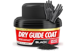 FORTIVO Dry Guide Coat Powder - Highlights Scratches, Pinholes, Low Spots & Other Defects, Extra Large Black Powder Coat for Wet & Dry Auto Body Sanding - Guide Coat Auto Body w/Nitrile Gloves 200g