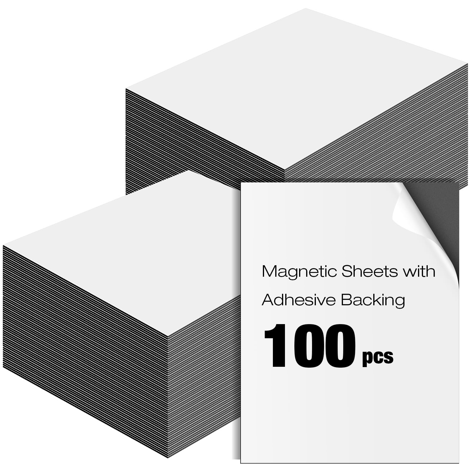 Photo 1 of Xuhal 100 Pcs Magnetic Adhesive Sheets Black Magnetic Sheets with Adhesive Backing Flexible Self Paper Easy to Cut for Craft Board Photo Fridge (4 x 6 Inch)