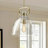 TinHon 14’’ Large Pendant Lights Kitchen Island, 1-Light Modern Brass Gold Kitchen Island Lighting with Glass Shade, Adjustab