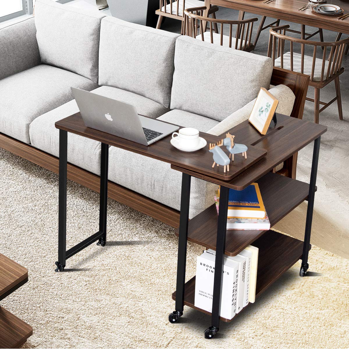 Buy Tangkula 360° Free Rotating Sofa Side Table, Mobile Couch Desk
