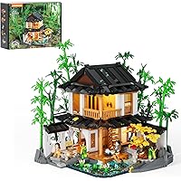 LUMIBRICKS Bamboo-House Lighting Building-Bricks Set - Retro Chinese Bamboo Cabin and Treehouse Collection LED Light Building