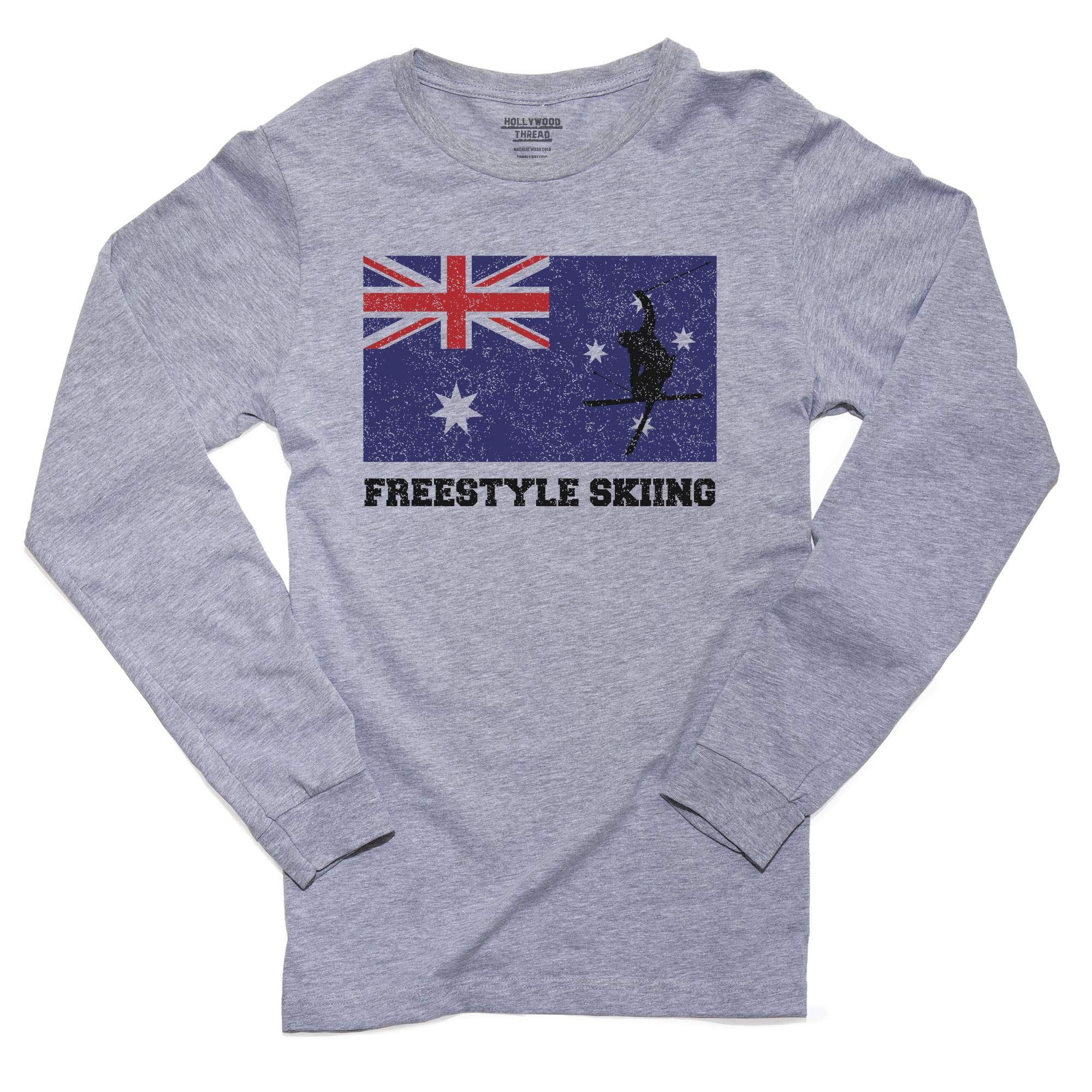 Australia Olympic - Freestyle Skiing - AUS Flag - Silhouette Men's Long Sleeve T-Shirt