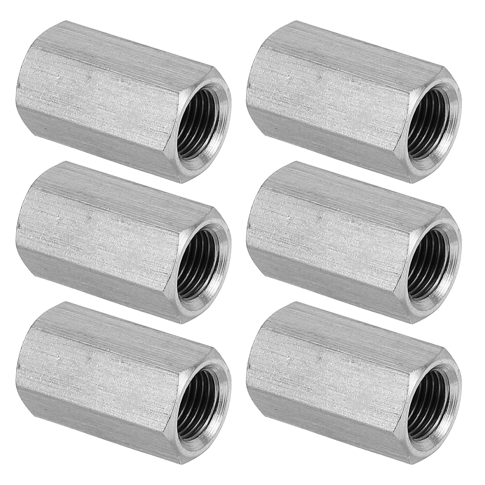 PATIKIL M10 x 1-Pitch 304 Stainless Steel Hex Coupling Nuts, 6Pcs 25mm/ 1" Length Fully Threaded Rod Coupling Nut Studding Connector Fasteners, Silver Tone — image 1